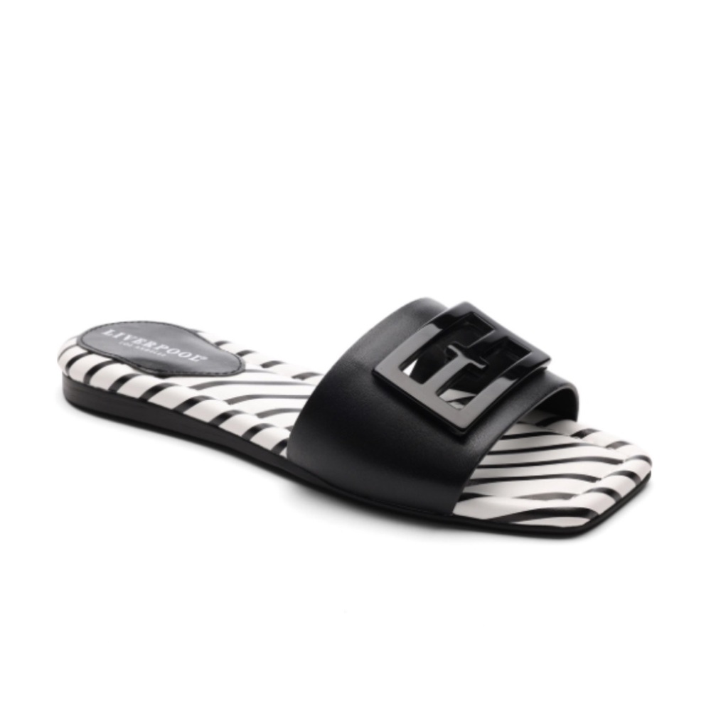 ♥️ LIVERPOOL Los Angeles Black and White Dunbar Slide Sandals